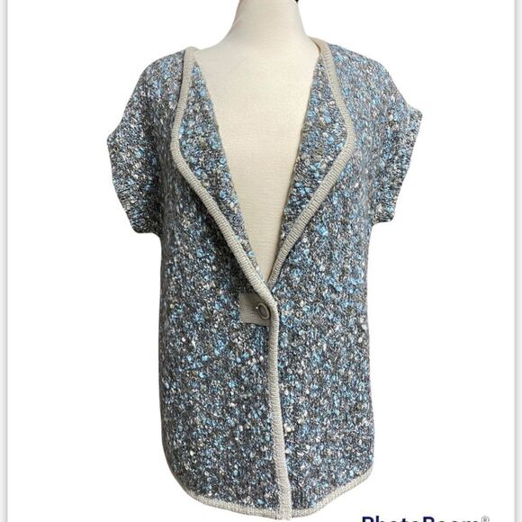 Spanner Grey Mingled Short Sleeve Sweater Cardigan & Scarf - Picture 2 of 7